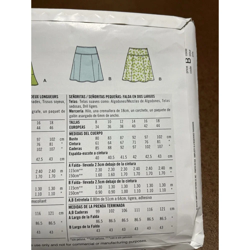 Simplicity 2410 Uncut Sewing Pattern Ladies Skirt Sizes 8-18